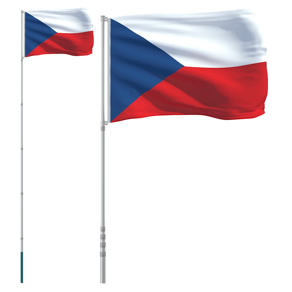 Tjekkiet flag og flagstang 5,5 m aluminium
