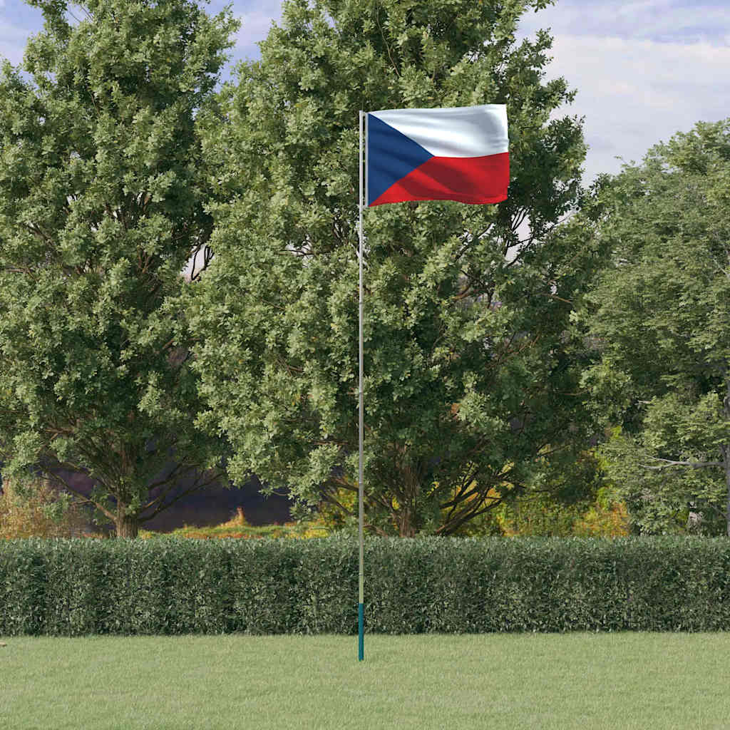Tjekkiet flag og flagstang 5,5 m aluminium