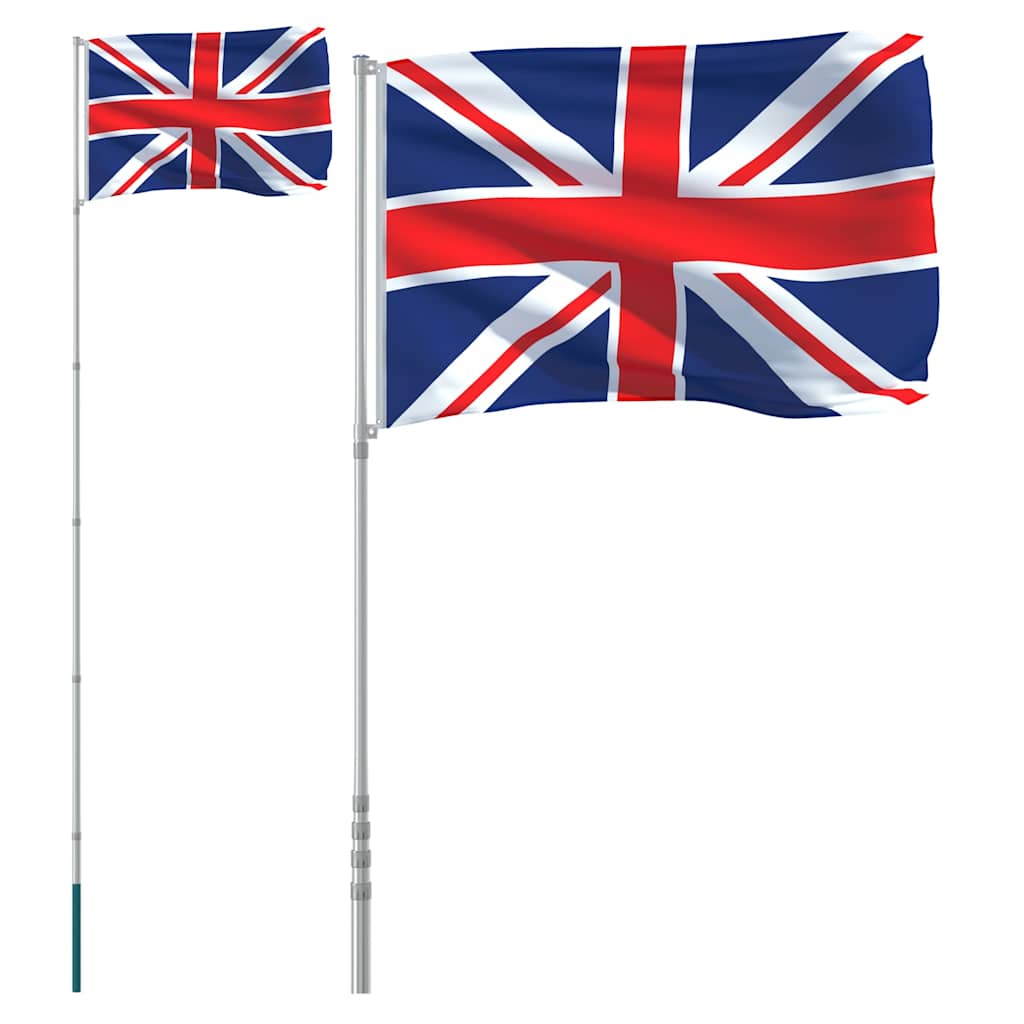 Storbritannien flag og flagstang 5,5 m aluminium