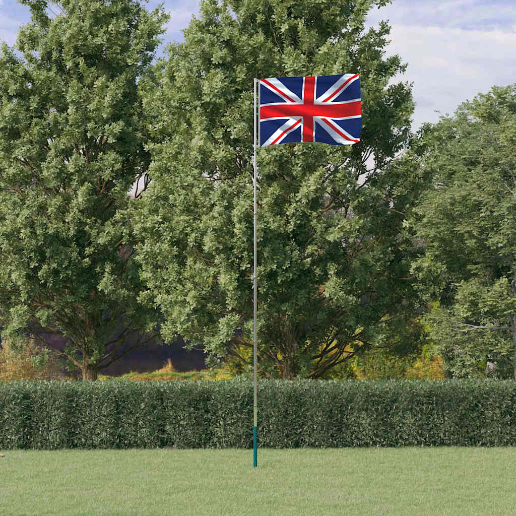 Storbritannien flag og flagstang 5,5 m aluminium