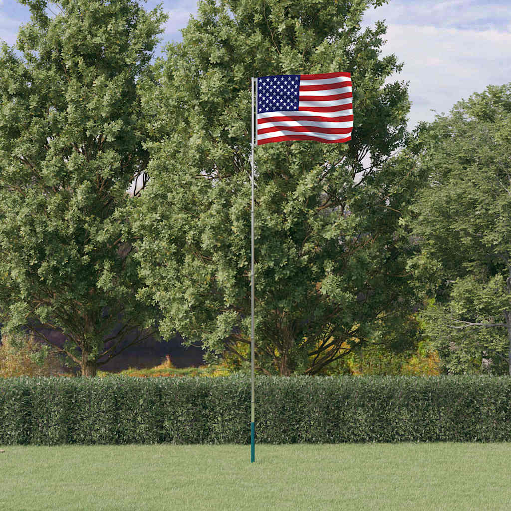 USA flag og flagstang 5,5 m aluminium