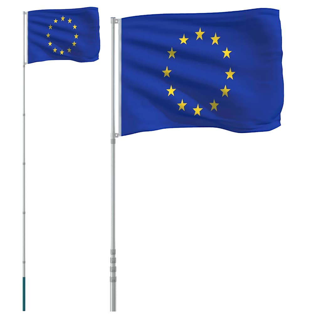 Europaflag og flagstang 5,5 m aluminium