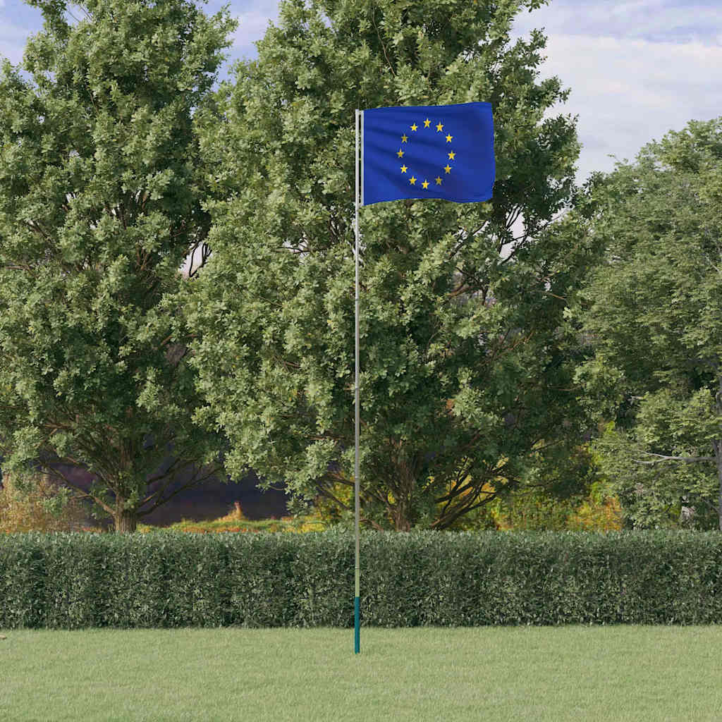 Europaflag og flagstang 5,5 m aluminium