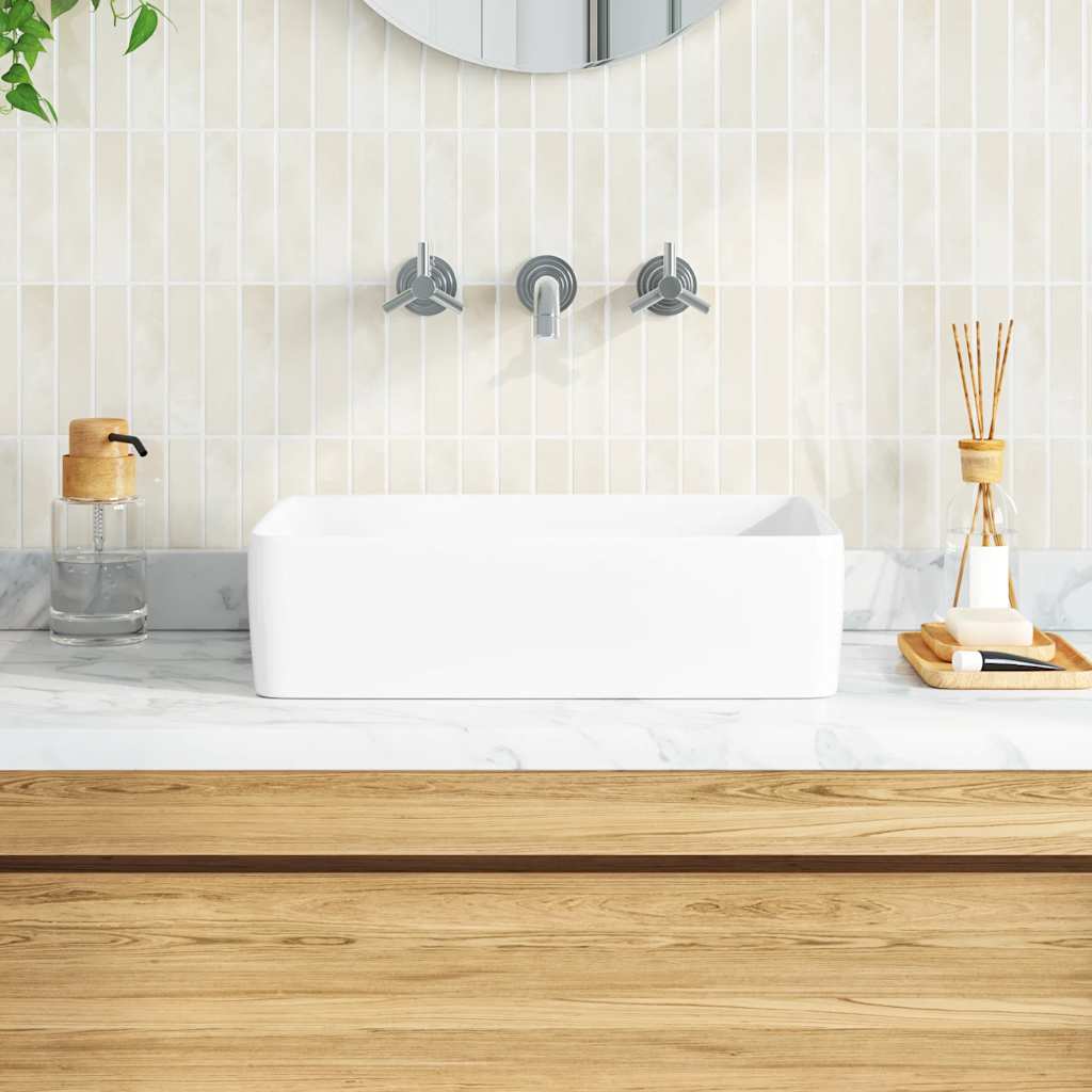 håndvask 48x37x13 cm keramik rektangel hvid