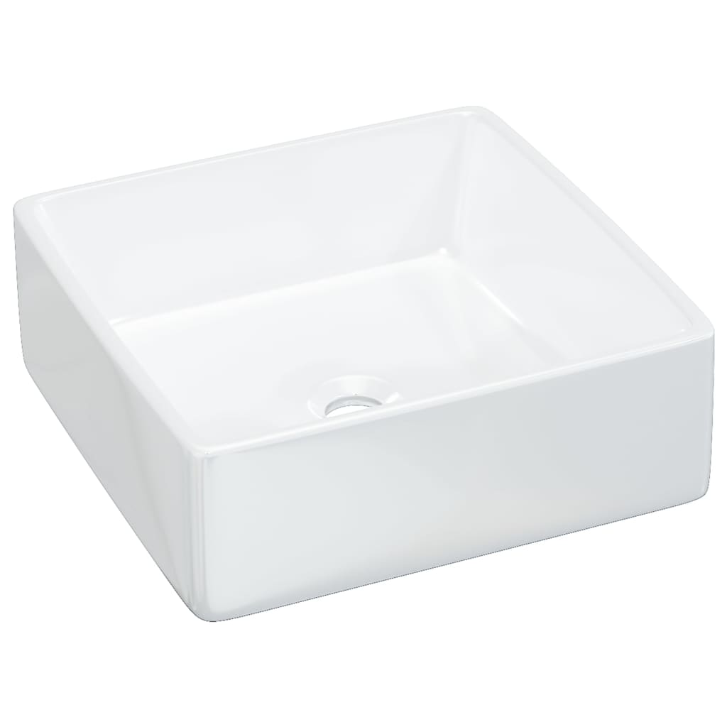 håndvask 37x37x13 cm keramik firkantet hvid