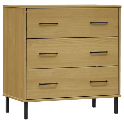skænk med 3 skuffer OSLO 77x40x79,5 cm massivt træ brun