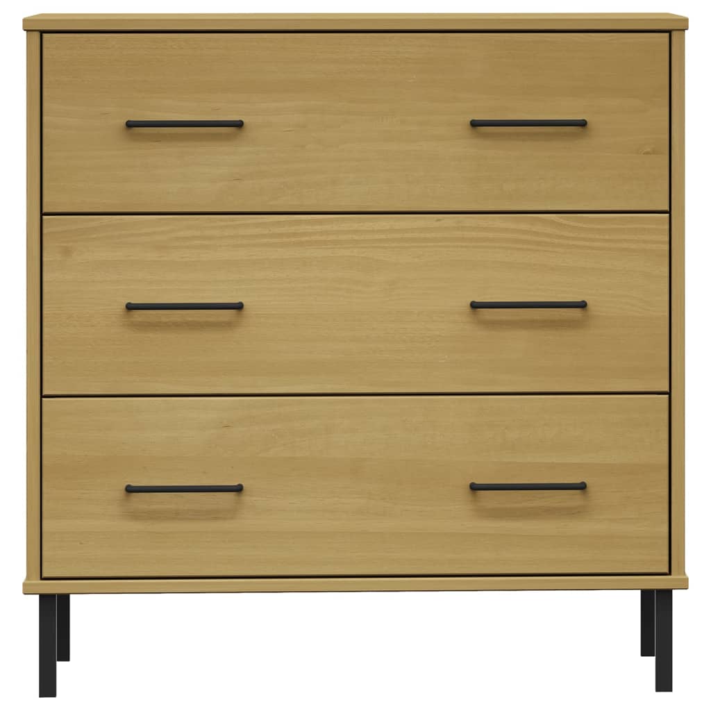 skænk med 3 skuffer OSLO 77x40x79,5 cm massivt træ brun