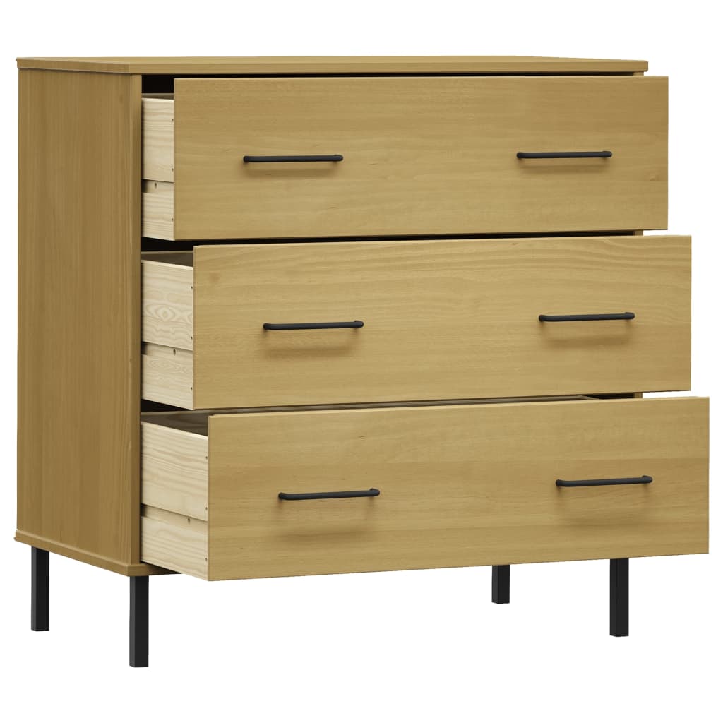 skænk med 3 skuffer OSLO 77x40x79,5 cm massivt træ brun