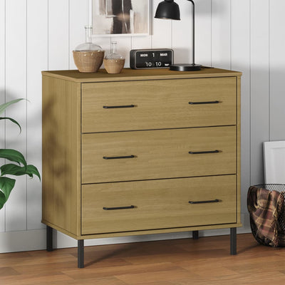 skænk med 3 skuffer OSLO 77x40x79,5 cm massivt træ brun