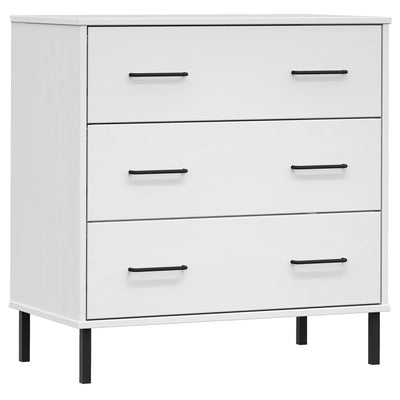 skænk med 3 skuffer OSLO 77x40x79,5 cm massivt træ hvid