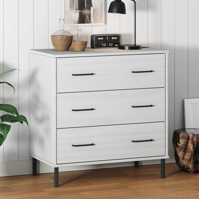 skænk med 3 skuffer OSLO 77x40x79,5 cm massivt træ hvid