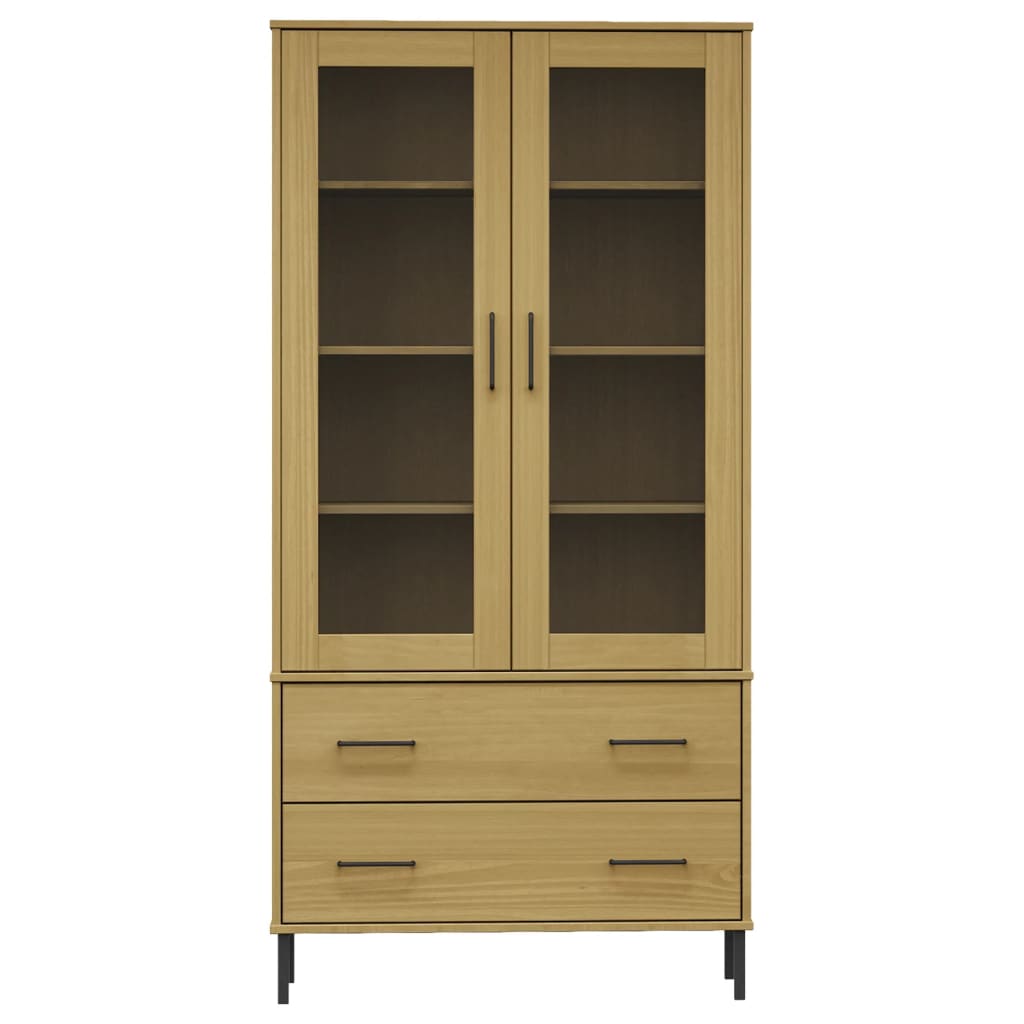bogskab med metalben OSLO 85x35x172,5 cm massivt træ brun