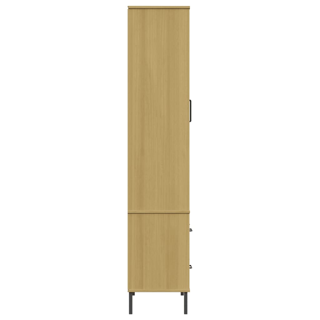 bogskab med metalben OSLO 85x35x172,5 cm massivt træ brun