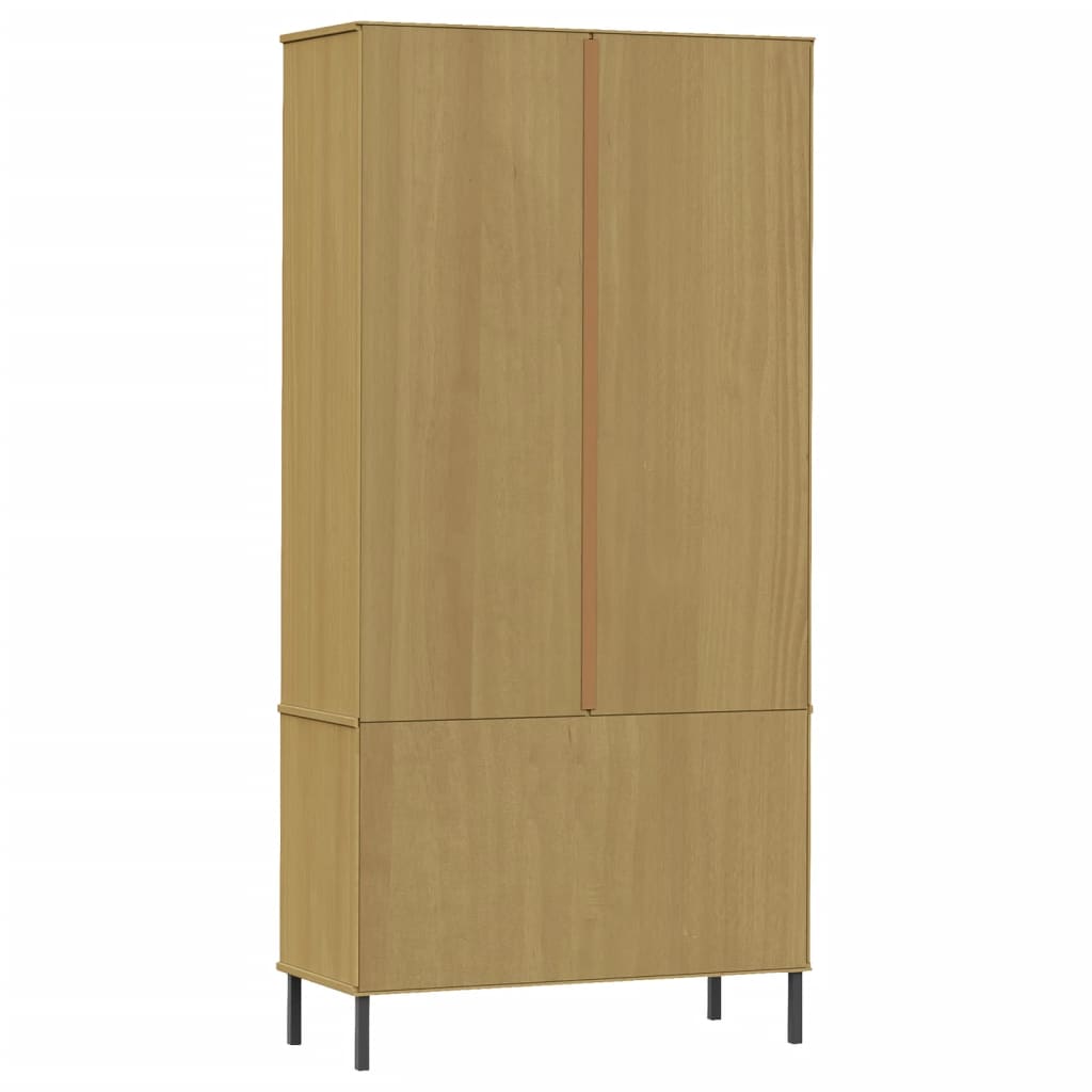 bogskab med metalben OSLO 85x35x172,5 cm massivt træ brun