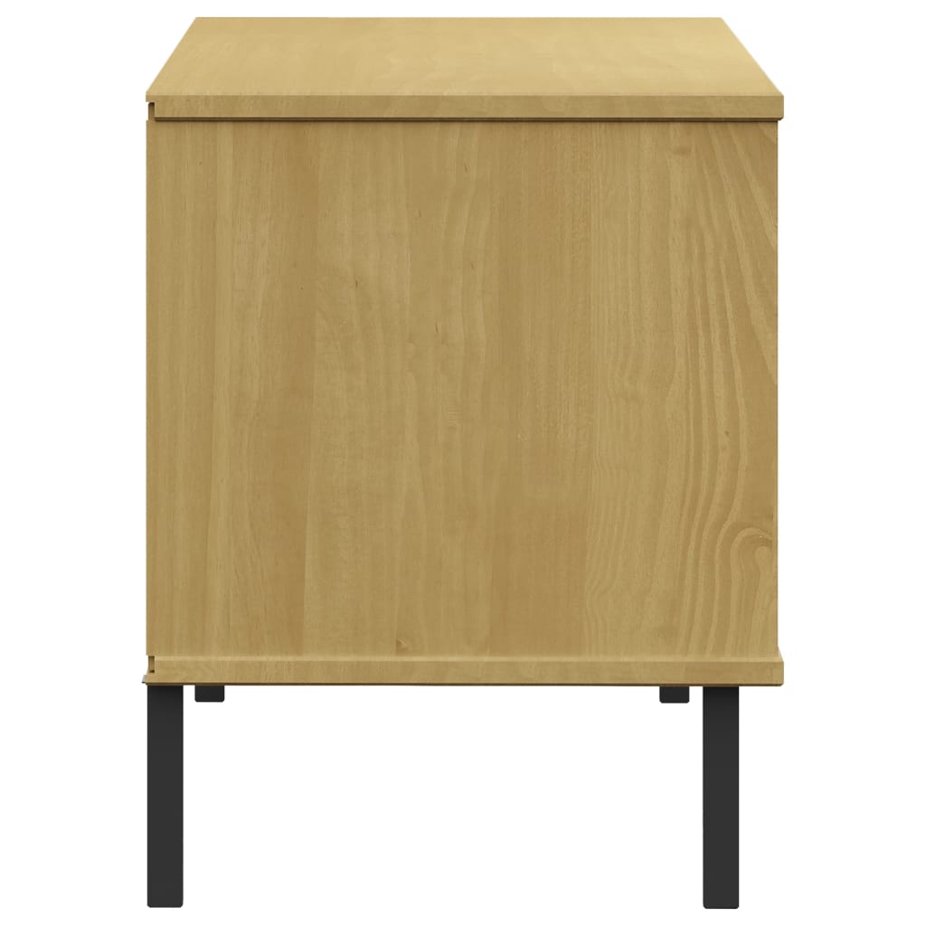 skoreol med metalben OSLO 106x35x45 cm massivt træ brun