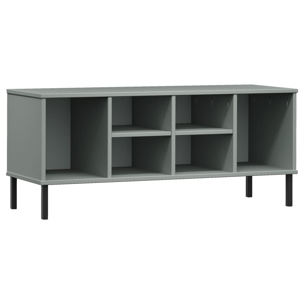 skoreol med metalben OSLO 106x35x45 cm massivt træ grå