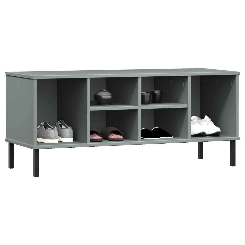 skoreol med metalben OSLO 106x35x45 cm massivt træ grå