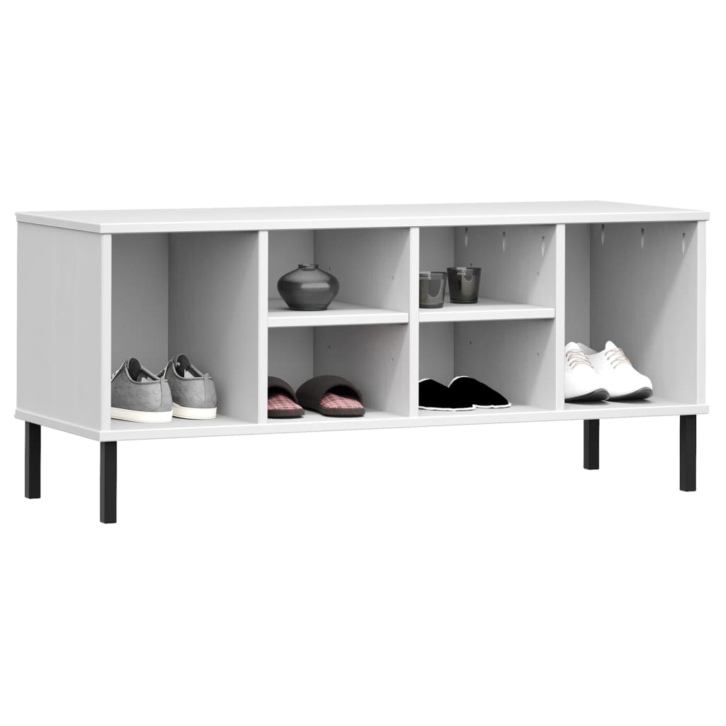 skoreol med metalben OSLO 106x35x45 cm massivt træ hvid