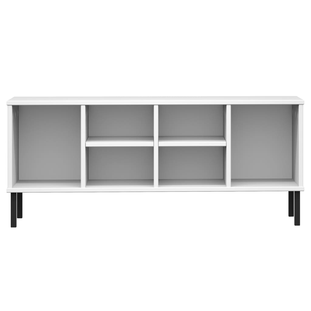 skoreol med metalben OSLO 106x35x45 cm massivt træ hvid