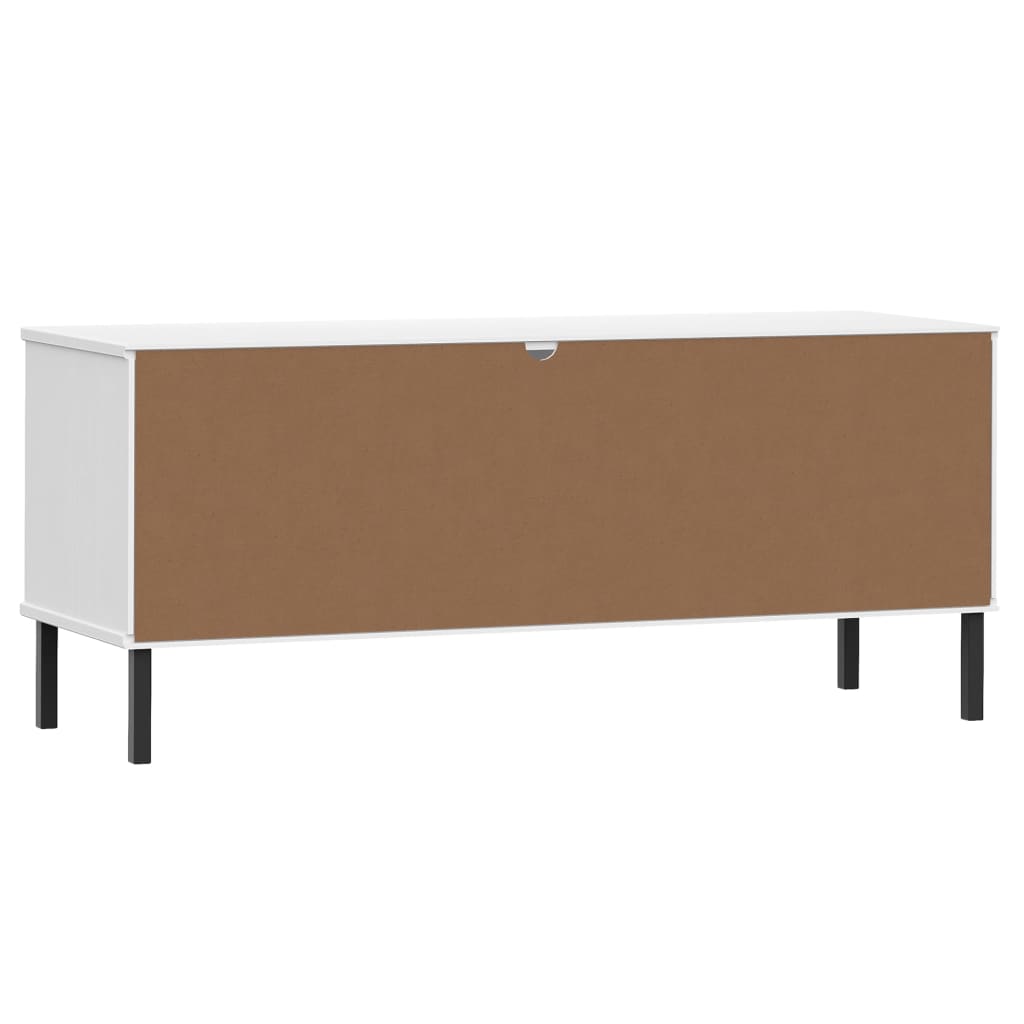 skoreol med metalben OSLO 106x35x45 cm massivt træ hvid