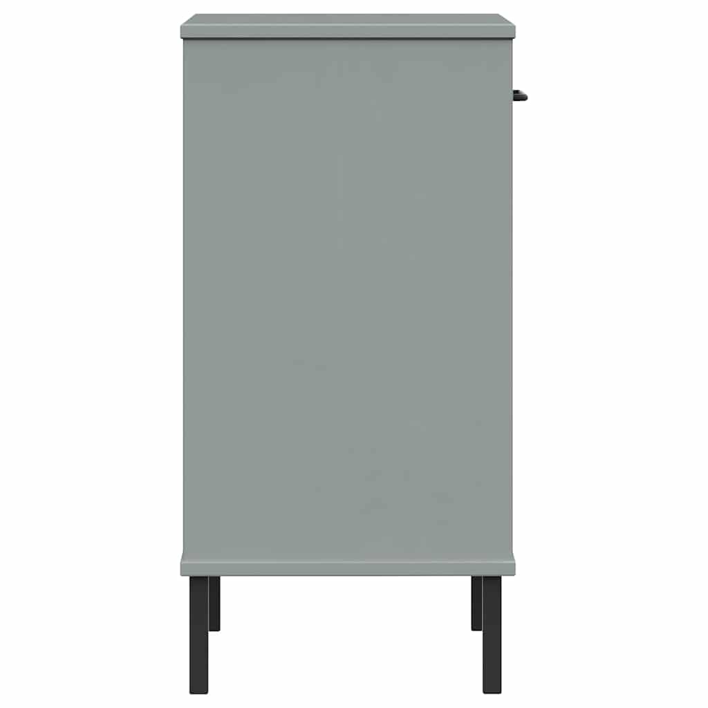 konsolbord med metalben OSLO massivt fyrretræ grå