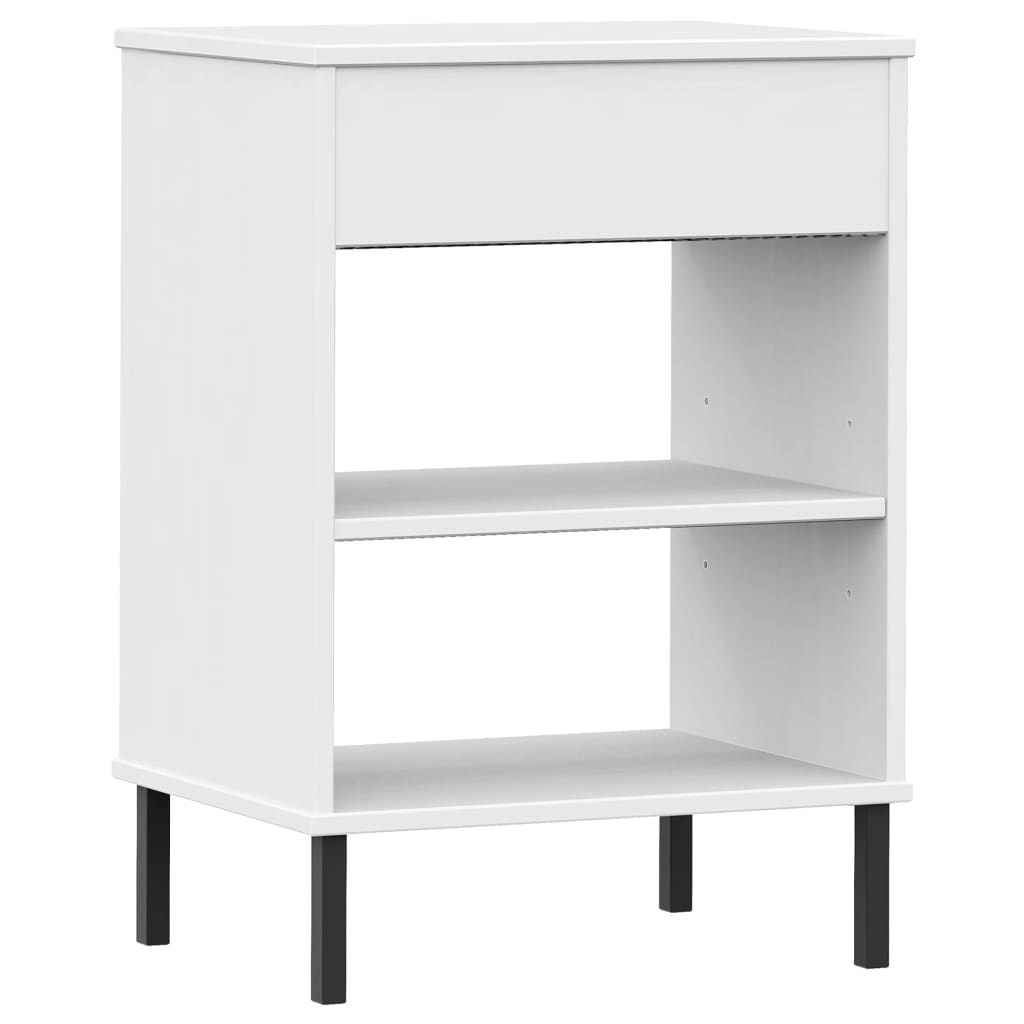 konsolbord med metalben OSLO massivt fyrretræ hvid