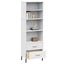 bogreol med 2 skuffer OSLO 60x35x180 cm massivt træ hvid