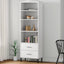 bogreol med 2 skuffer OSLO 60x35x180 cm massivt træ hvid