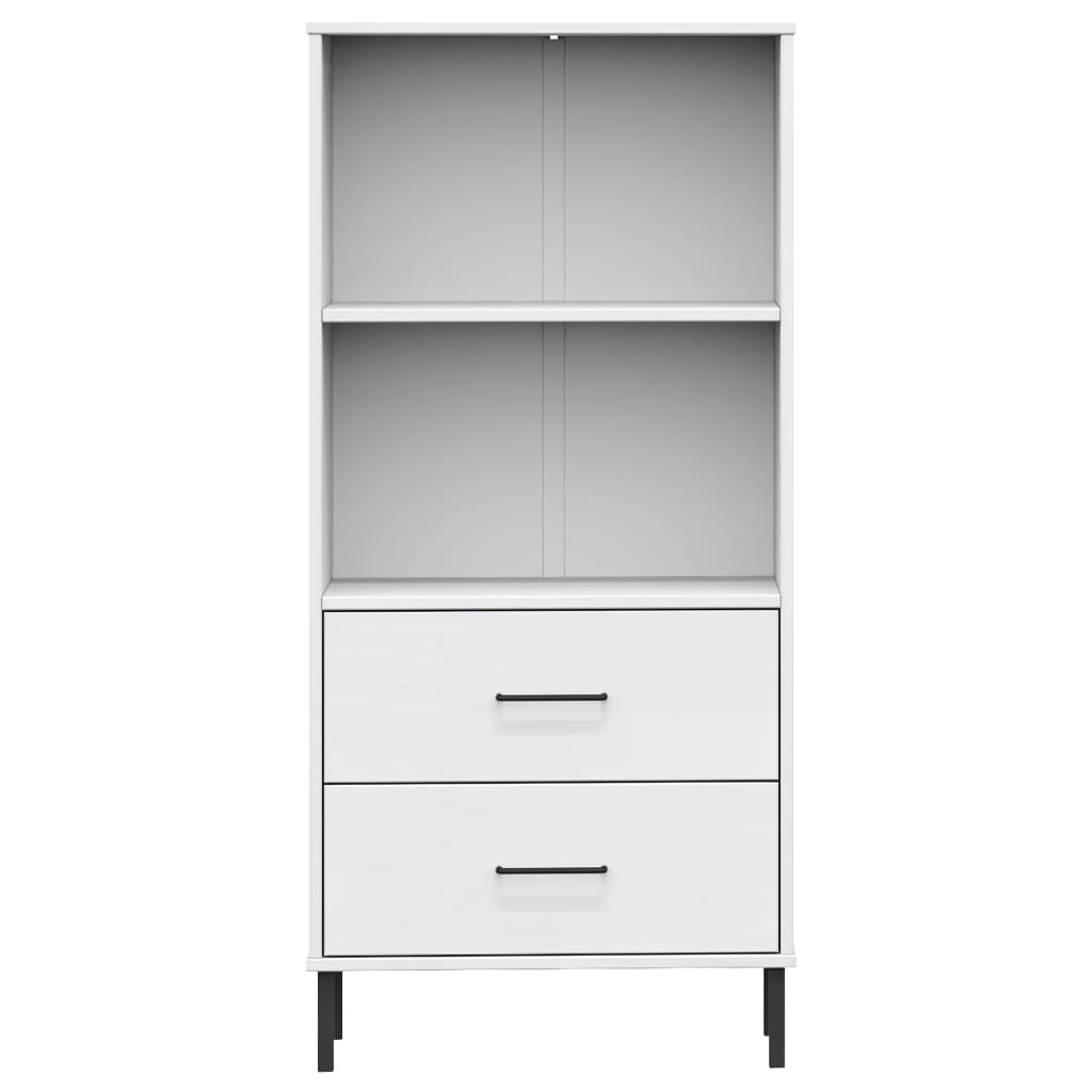 bogreol med 2 skuffer OSLO 60x35x128,5 cm massivt træ hvid