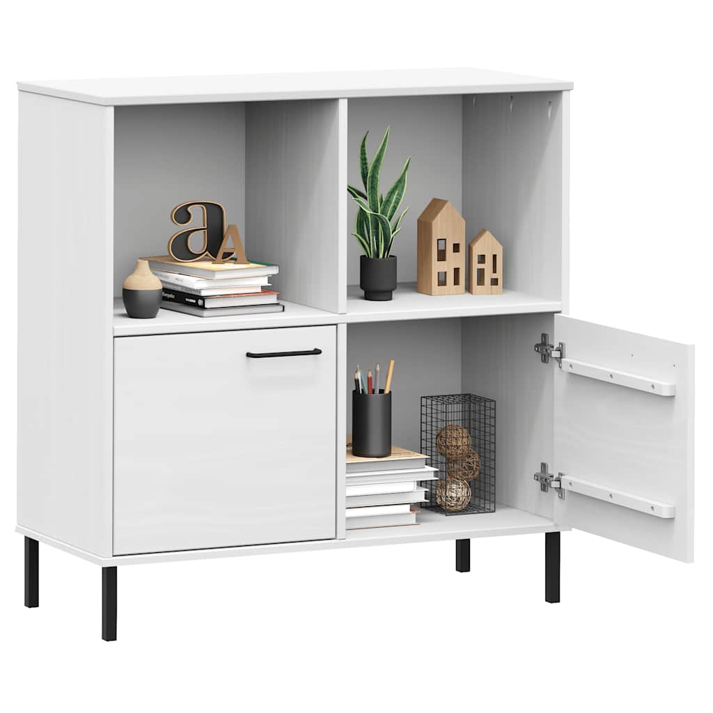 bogskab med metalben OSLO 90x35x90,5 cm massivt træ hvid