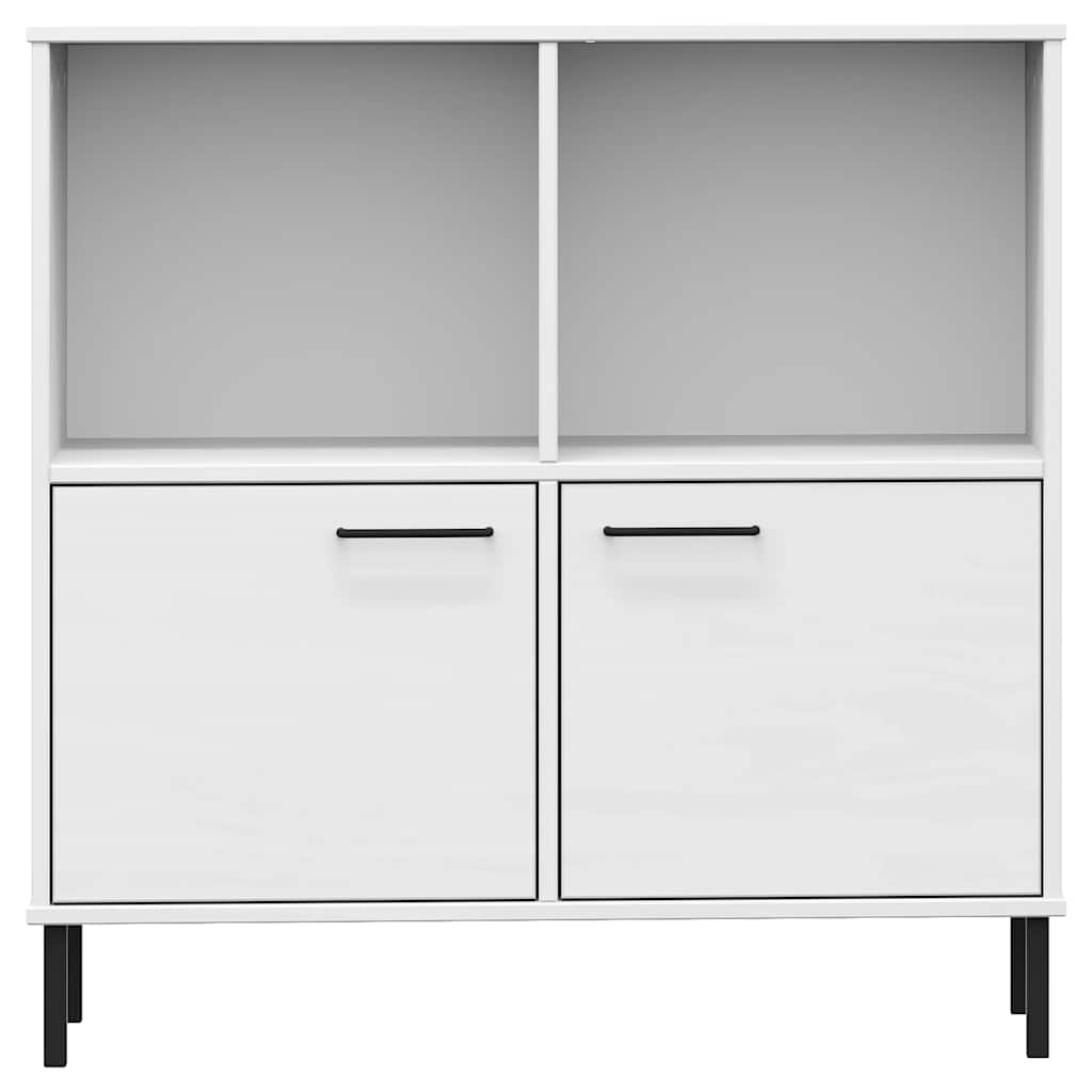 bogskab med metalben OSLO 90x35x90,5 cm massivt træ hvid