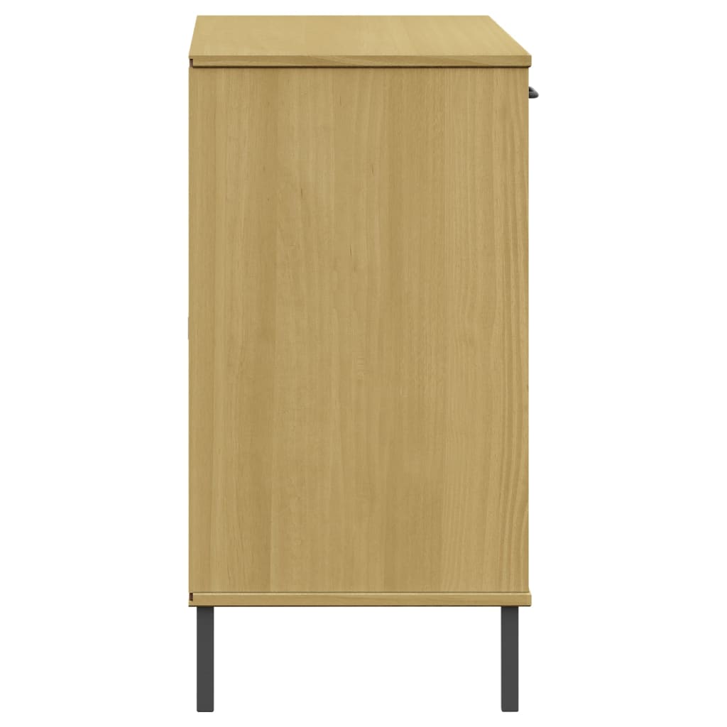 skænk med metalben OSLO 113x40x77 cm massivt træ brun