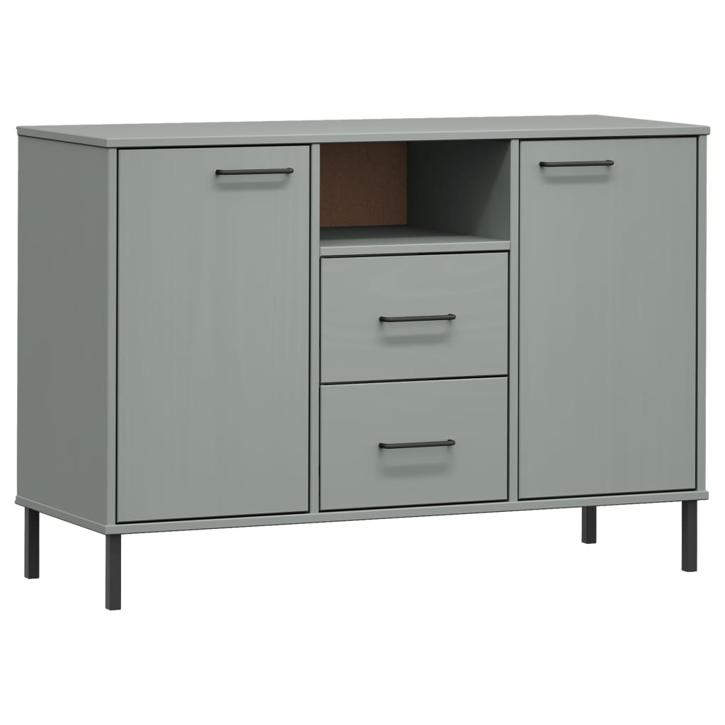 skænk med metalben OSLO 113x40x77 cm massivt træ grå