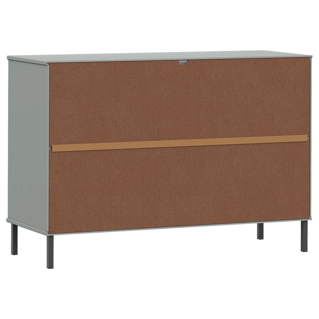 skænk med metalben OSLO 113x40x77 cm massivt træ grå