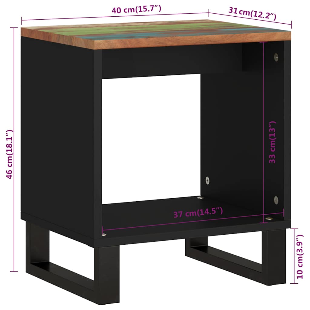 sofabord 40x31x46 cm massivt genbrugstræ og konstrueret træ