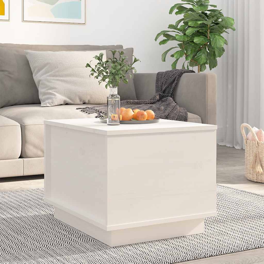 sofabord 40x50x35 cm massivt fyrretræ hvid