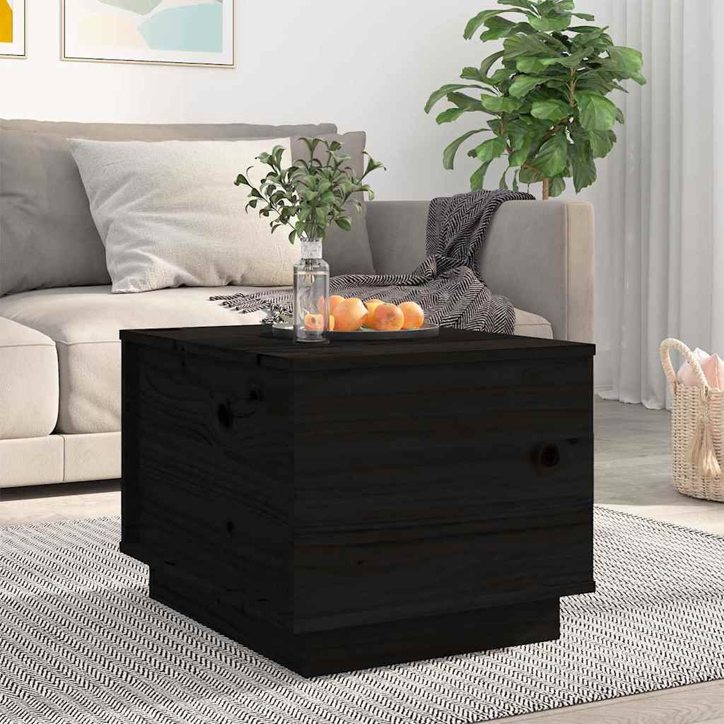 sofabord 40x50x35 cm massivt fyrretræ sort