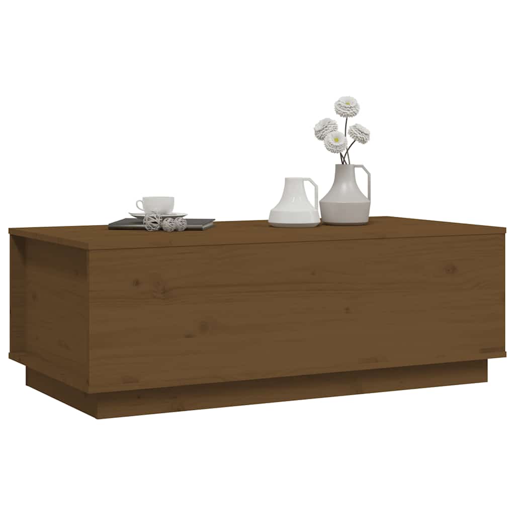 sofabord 100x50x35 cm massivt fyrretræ gyldenbrun