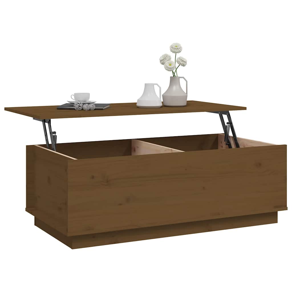 sofabord 100x50x35 cm massivt fyrretræ gyldenbrun