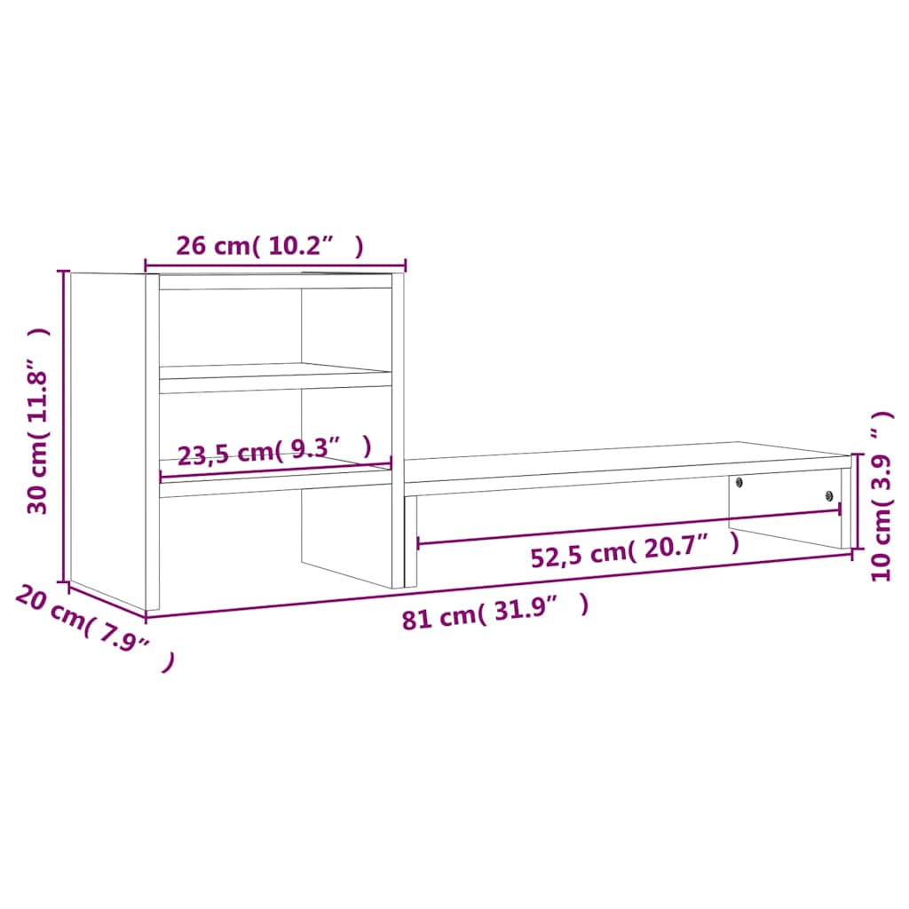 skærmholder 81x20x30 cm massivt fyrretræ gyldenbrun