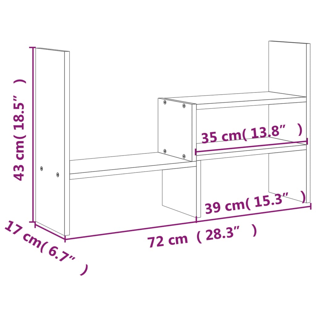 skærmholder (39-72)x17x43 cm massivt fyrretræ grå