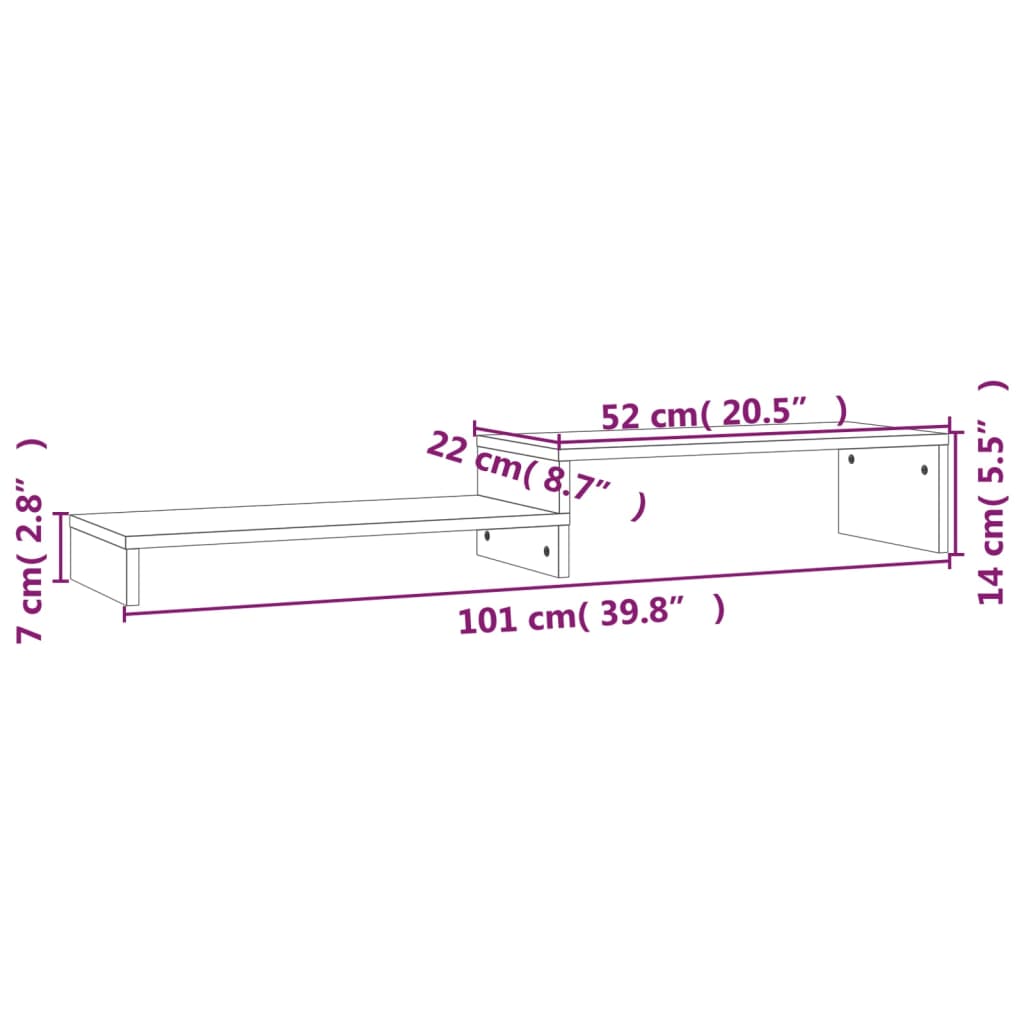 skærmholder (52-101)x22x14 cm massivt fyrretræ hvid