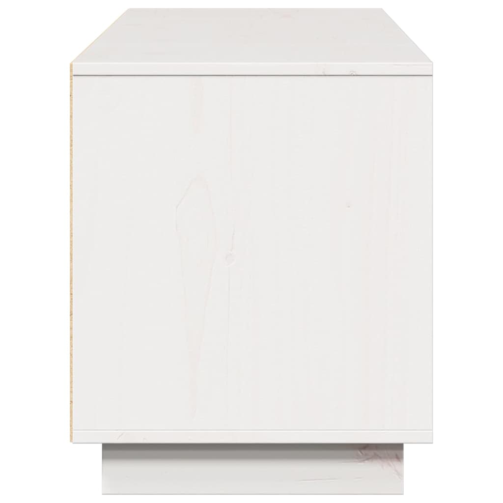 tv-bord 156x37x45 cm massivt fyrretræ hvid