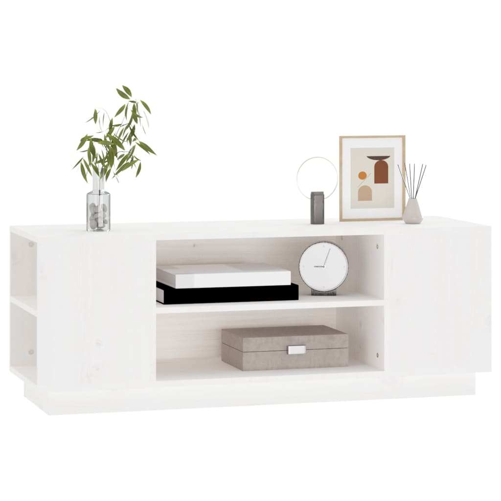 tv-bord 110x35x40,5 cm massivt fyrretræ hvid