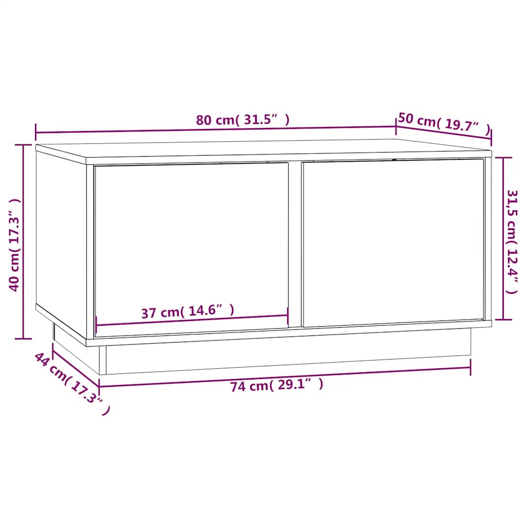 sofabord 80x50x40 cm massivt fyrretræ