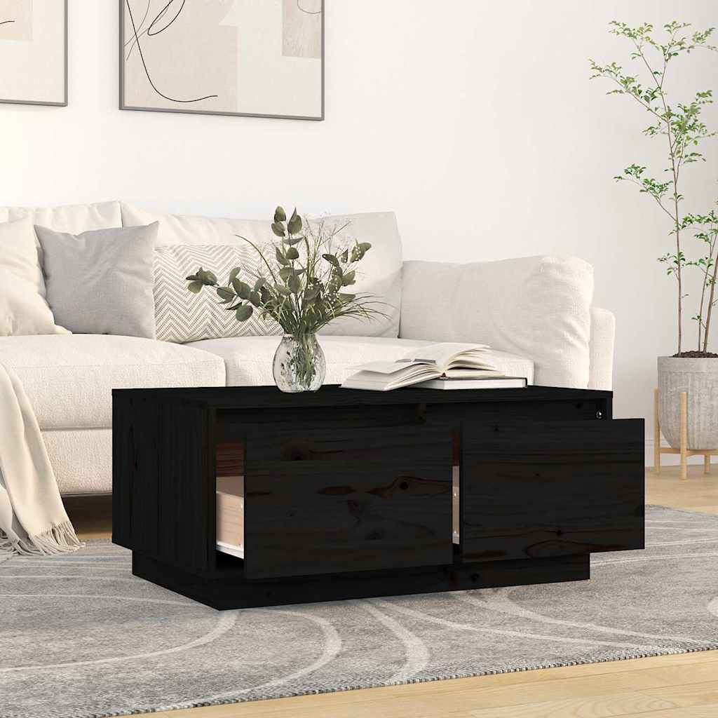 sofabord 80x50x35 cm massivt fyrretræ sort