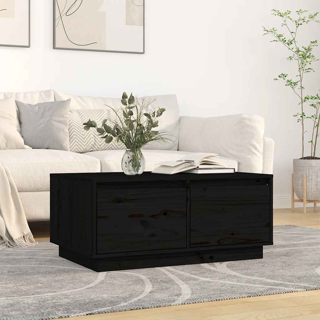 sofabord 80x50x35 cm massivt fyrretræ sort