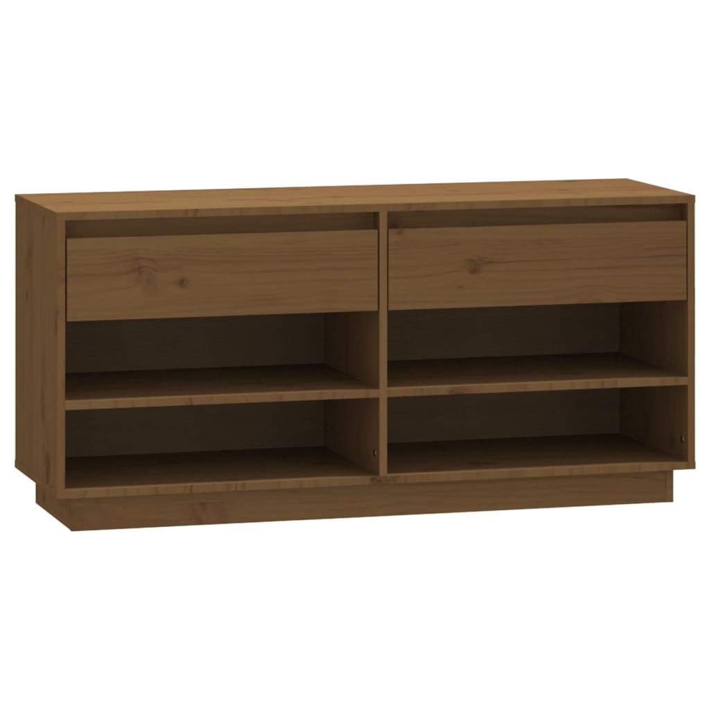 skoreol 110x34x52 cm massivt fyrretræ gyldenbrun