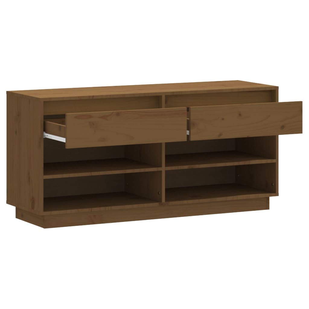 skoreol 110x34x52 cm massivt fyrretræ gyldenbrun