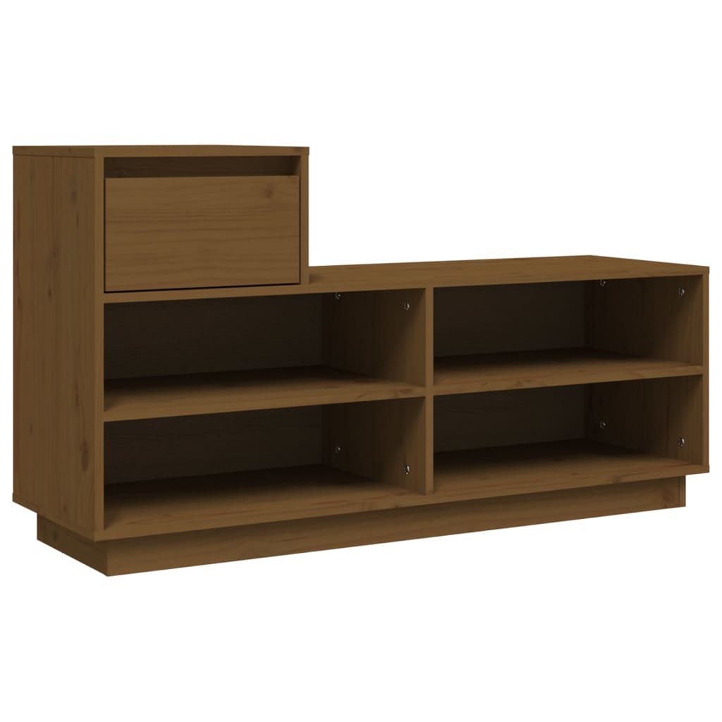 skoreol 110x34x61 cm massivt fyrretræ gyldenbrun
